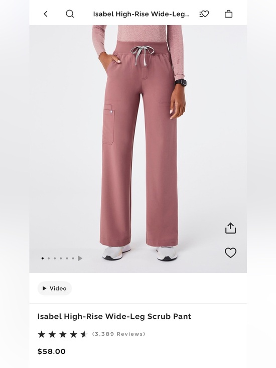 Figs Pants - Figs Isabel High-Rise Wide- Leg Scrub Pant in Mauve